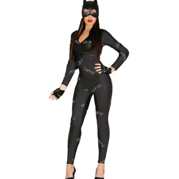 Katt Maskeraddräkt Svartvit (Medium (38-40))