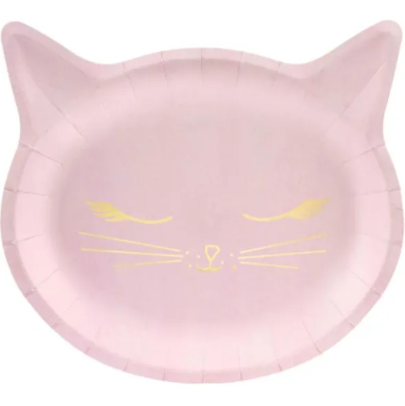 Katt Papptallrikar Rosa