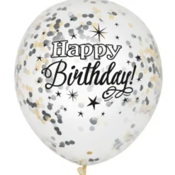 Konfettiballonger Happy Birthday Svart