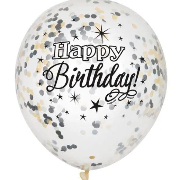 Konfettiballonger Happy Birthday Svart