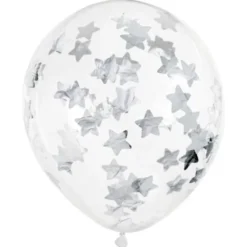 Konfettiballonger Stjärnor Silver