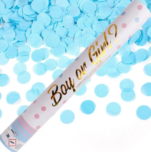 Konfettikanon Gender Reveal Blå 40 cm