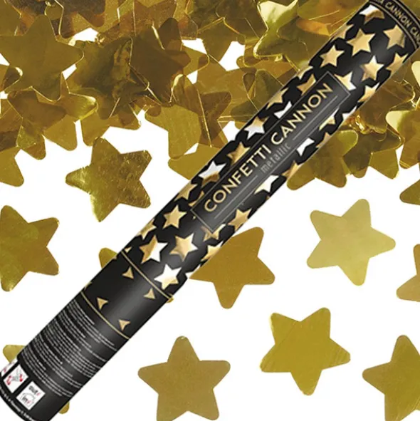Konfettikanon Guld Stjärnor Metallic