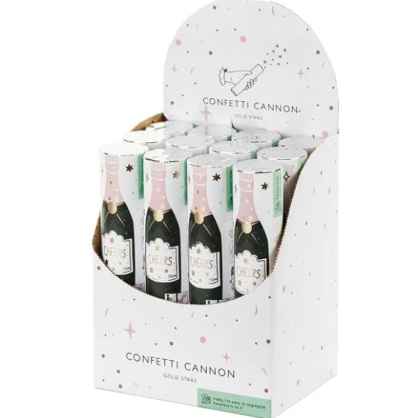 Konfettikanon Stjärnor Champagneguld 20 cm