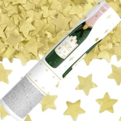 Konfettikanon Stjärnor Champagneguld 20 cm