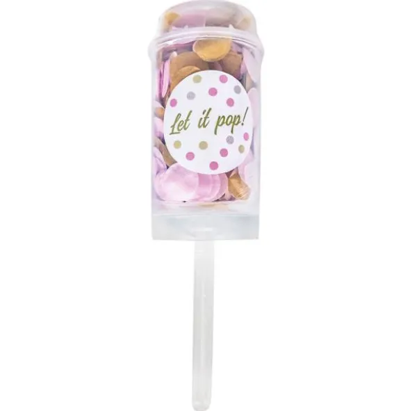 Konfetti Push Pop Vit-Rosa-Beige