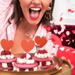 Konfetti Rosa Hjärtan