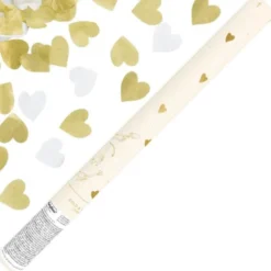 Konfettirör Hjärtan Guld/Vit