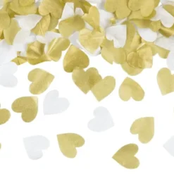 Konfettirör Hjärtan Guld/Vit