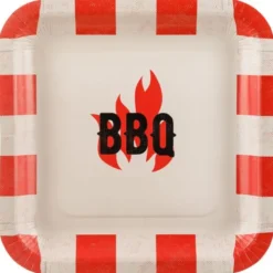 Kvadratiska Papperstallrikar BBQ 6-pack