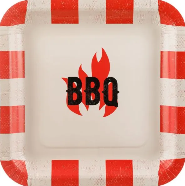 Kvadratiska Papperstallrikar BBQ 6-pack