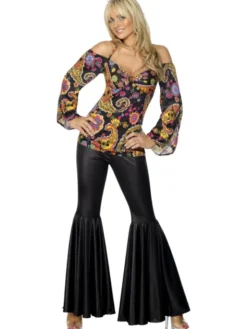 Kvinnlig Hippie Uniform Maskeraddräkt (Small (36-38))