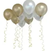 Latexballonger Guld/Vit med Band 10-pack