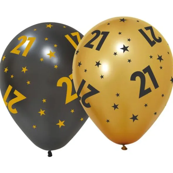 Latexballonger med Stjärnor & Siffran 21 6-pack