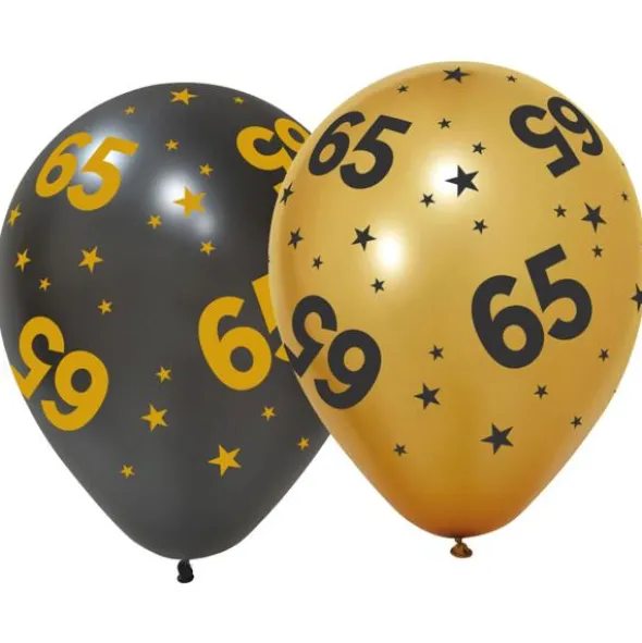 Latexballonger med Stjärnor & Siffran 65 6-pack
