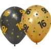Latexballonger med Stjärnor & Siffran 16 6-pack