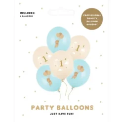 Latexballonger Mus 1 År Blå/Persika 30 cm (6-pack)