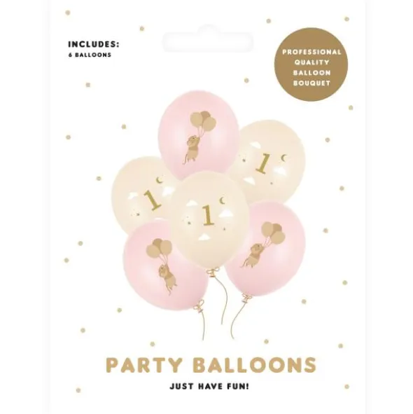 Latexballonger Mus 1 År Rosa/Persika 30 cm (6-pack)