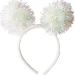 LED Diadem med Pom Poms Vit