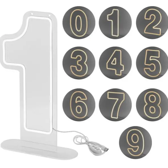 LED Neon Siffra Vit 50 cm (Siffra 0)