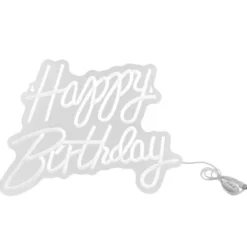 LED Neonskylt Happy Birthday Vit 40 x 29,5 cm