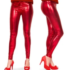 Leggings Metallic Röd (Small/Medium)