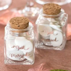 Liten Glasflaska Just Married Roseguld