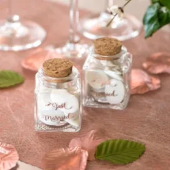 Liten Glasflaska Just Married Roseguld
