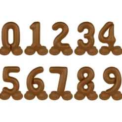 Liten Stående Sifferballong Chokladbrun Matt (Siffra 0)
