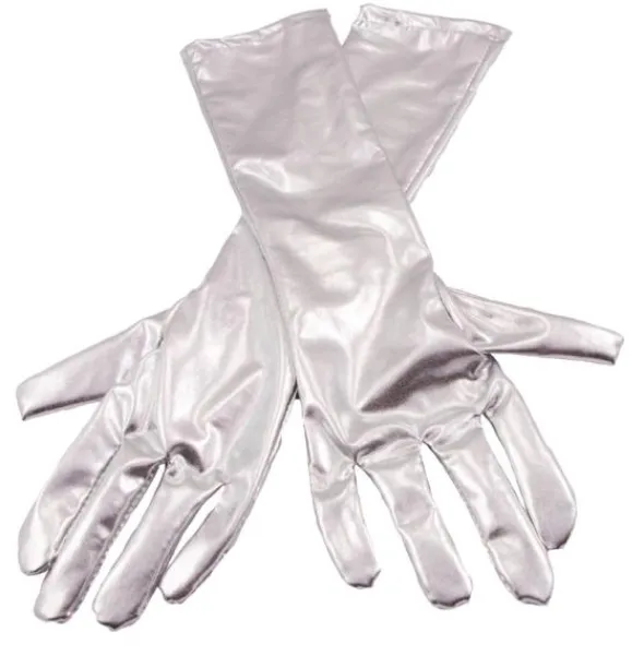 Långa Handskar Metallic Silver