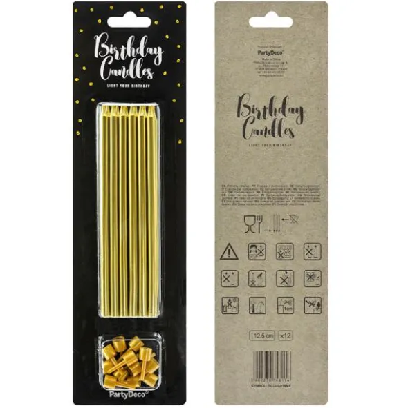 Långa Tårtljus Guld Metallic