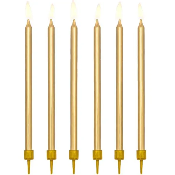 Långa Tårtljus Guld Metallic