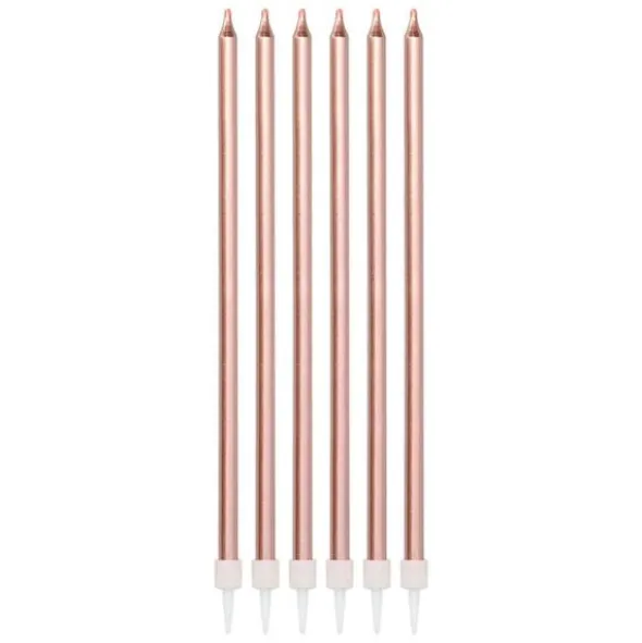 Långa Tårtljus Metallic Roséguld
