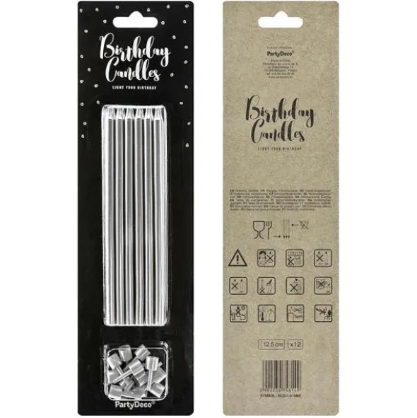 Långa Tårtljus Silver Metallic