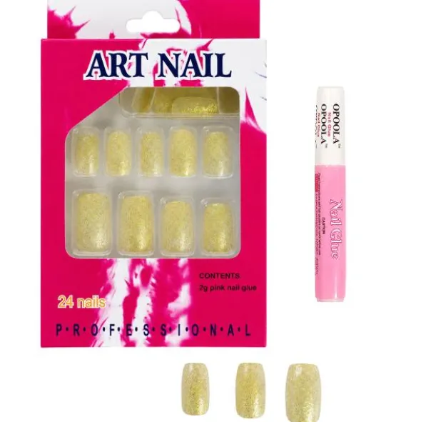 Lösnaglar Guldglitter (24-pack)