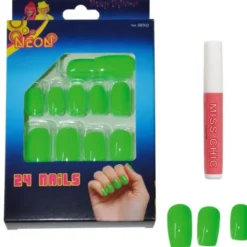 Lösnaglar Neongrön (24-pack)