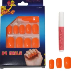 Lösnaglar Neonorange (24-pack)