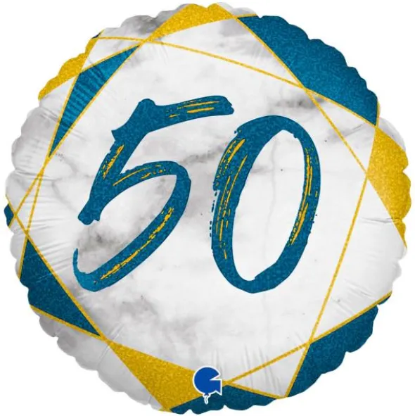 Marble 50 Holografisk Ballong Mörkblå