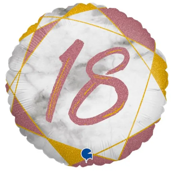 Marble 18 Holografisk Ballong Rosa