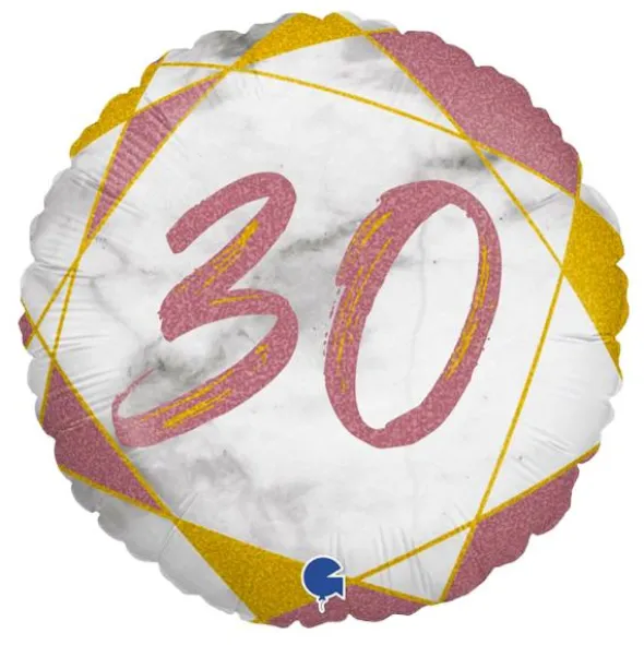 Marble 30 Holografisk Ballong Rosa