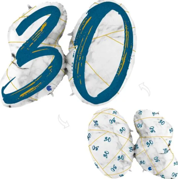Marble 30 Holografisk Ballongsiffra Mörkblå