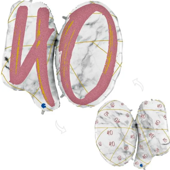 Marble 40 Holografisk Ballongsiffra Rosa