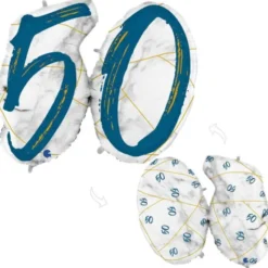 Marble 50 Holografisk Ballongsiffra Mörkblå