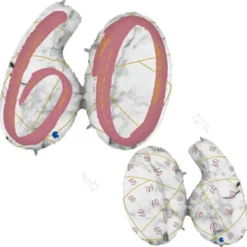 Marble 60 Holografisk Ballongsiffra Rosa
