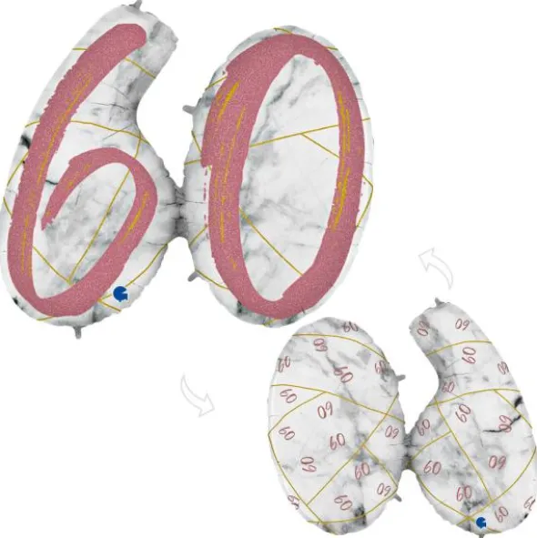 Marble 60 Holografisk Ballongsiffra Rosa
