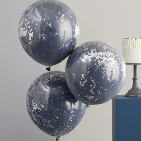 Marinblåa Konfettiballonger Dubbla Lager