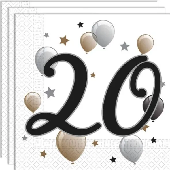 Milestone Happy Birthday 20 Års Servetter