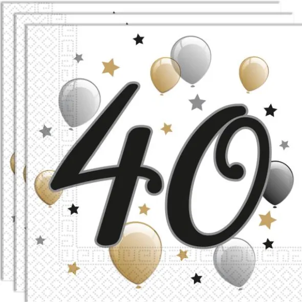 Milestone Happy Birthday 40 Års Servetter
