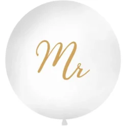 Mr Gigantisk Latexballong Vit och Guld