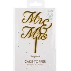 Mr & Mrs Cake Topper Guld